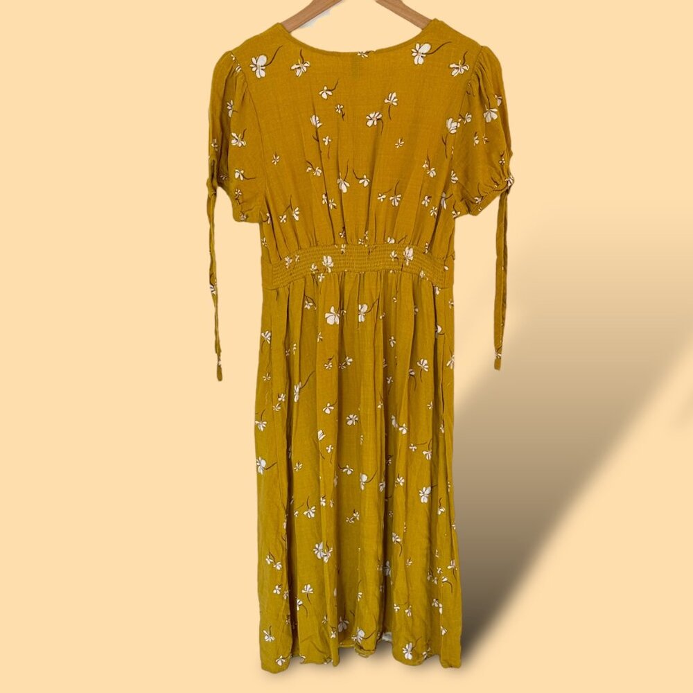 Universal Thread Mustard Yellow Floral Midi Dress - Picture 4 of 13